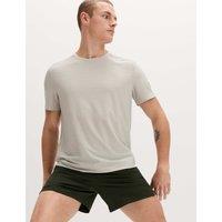 Goodmove Activewear Jacquard Mesh Stripe T-Shirt Medium Beige