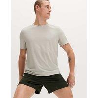 Goodmove Activewear Jacquard Mesh Stripe T-Shirt Medium Beige