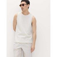 M&S Cotton Rich Knitted Vest Ecru