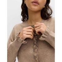 M&S Air-Yarn Ruffle Slim Fit Cardigan Cappuccino