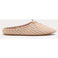 M&S Striped Bow Mule Slippers Taupe Mix