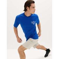 Goodmove Pure Cotton Saturday Service Graphic T-Shirt Cobalt