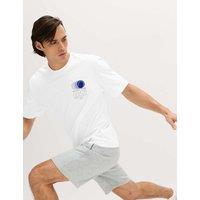 Goodmove Pure Cotton Tennis Graphic T-Shirt White