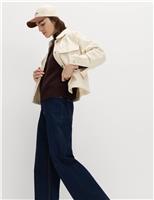 M&S Pure Cotton Denim Relaxed Shacket Ecru