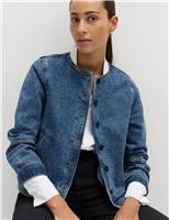 M&S Denim Collarless Jacket Medium Indigo