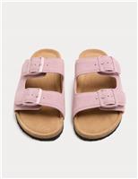 Kids Suede Double Buckle Footbed Sandals (3 Large-7 Large)