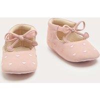 M&S Baby Embroidered Heart Pram Shoes (0-18 Mths) Pink