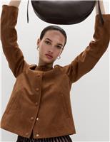 Suedette Collarless Jacket