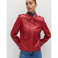 M&S Faux Leather Harrington Jacket Chilli