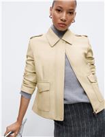 Faux Leather Harrington Jacket