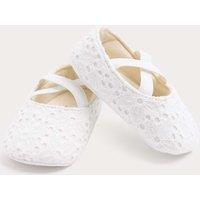 M&S Baby Broderie Ballet Pram Shoes (0-18 Mths) White