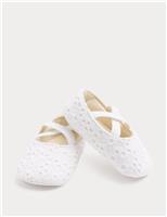 M&S Baby Broderie Ballet Pram Shoes (0-18 Mths) White