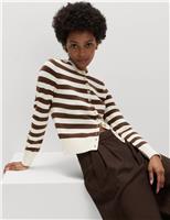 Air-Yarn Striped Cropped Cardigan