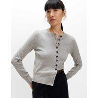 M&S Air-Yarn Crew Neck Short Cardigan Mid Grey Marl