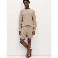 M&S Pure Cotton Waffle Loungewear Sweatshirt Putty Mix