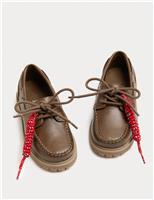 Kids Leather Plain Boat Shoes (6 Small-4 Large)