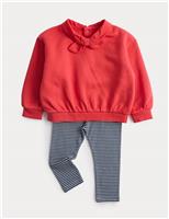 2pc Cotton Rich Neck Tie Jumper with Leggings (0-3 Yrs)