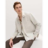 M&S Linen Rich Overshirt Stone Mix