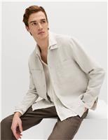 M&S Linen Rich Overshirt Dark Navy