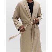 M&S Pure Cotton Waffle Lightweight Dressing Gown Neutral