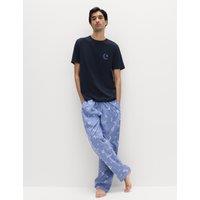 M&S Pure Cotton Eid Print Pyjama Set Navy Mix