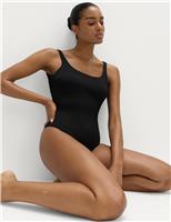 Ribbed Textured Scoop Neck Swimsuit