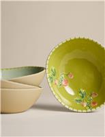 M&S Set of 4 Picnic Cereal Bowls Green Mix