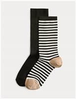 2pk Rayon Striped Crew Socks