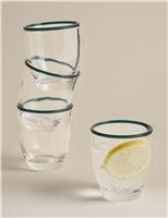 M&S Set of 4 Contrast Rim Acrylic Picnic Tumblers Blue