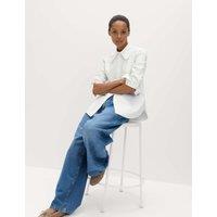 M&S Pure Cotton Collared Frill Detail Shirt White