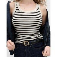 M&S Cotton Rich Ribbed Slim Fit Vest Top White Mix
