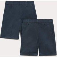 M&S 2 Pack Boys' Regular Leg School Shorts (2-15 Yrs) Navy