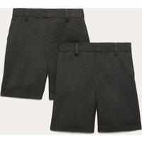 M&S 2 Pack Boys' Regular Leg School Shorts (2-15 Yrs) Charcoal