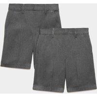 M&S 2 Pack Boys' Regular Leg School Shorts (2-15 Yrs) Grey