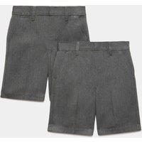 M&S 2 Pack Boys' Regular Leg School Shorts (2-15 Yrs) Grey