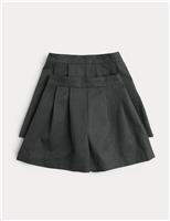 2 Pack Girls Pleat Front Shorts (4-14 Yrs)