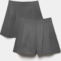 M&S 2 Pack Girls' Pleat Front Shorts (4-14 Yrs) Grey