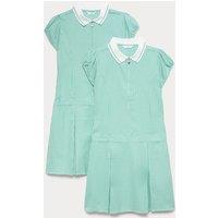 M&S 2 Pack Zip Gingham School Dresses (2-14 Yrs) Green