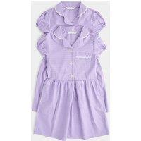 M&S 2 Pack Cotton Rich Gingham Dresses (2-14 Yrs) Lilac