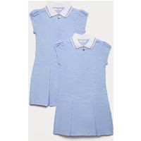 M&S 2 Pack Zip Gingham School Dresses (2-14 Yrs) Royal Blue