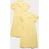 M&S 2 Pack Cotton Rich Gingham Dresses (2-14 Yrs) Yellow