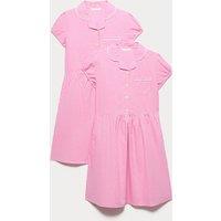 M&S 2 Pack Cotton Rich Gingham Dresses (2-14 Yrs) Pink