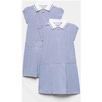 M&S 2 Pack Zip Gingham School Dresses (2-14 Yrs) Navy