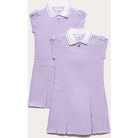 M&S 2 Pack Zip Gingham School Dresses (2-14 Yrs) Lilac
