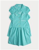 M&S 2 Pack Cotton Rich Gingham Dresses (2-14 Yrs) Navy