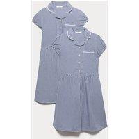 M&S 2 Pack Cotton Rich Gingham Dresses (2-14 Yrs) Navy