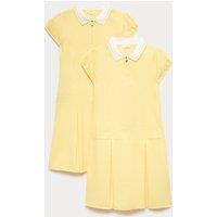 M&S 2 Pack Zip Gingham School Dresses (2-14 Yrs) Yellow