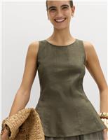 M&S Linen Rich Vest Top Ivory