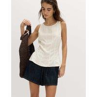 M&S Linen Rich Vest Top Ivory