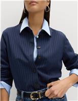 Pinstripe Collared Fitted Shirt